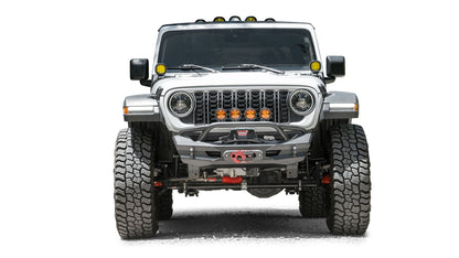 Fab Fours JL24-B5152-1 Ghost Stubby Front Winch Bumper w/ Guard for 2018–2025 Jeep Wrangler JL & 2020–2025 Gladiator JT eliteracefab.com