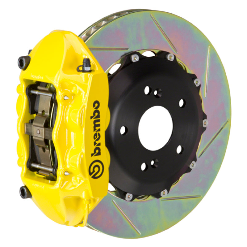 Brembo 99-05 S2000 Rear GT BBK 4 Piston Cast 328x28 2pc Rotor Slotted Type-1- Yellow Brembo