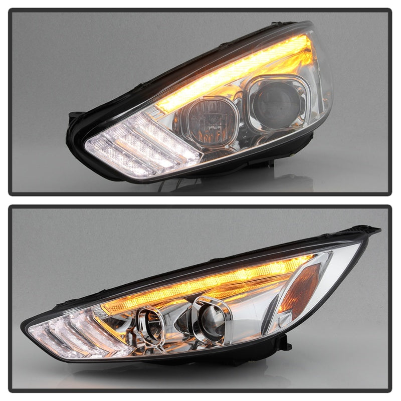 Spyder 15-18 Ford Focus Projector Headlights - Seq Turn Light Bar - Chrome PRO-YD-FF15-LBSEQ-C SPYDER
