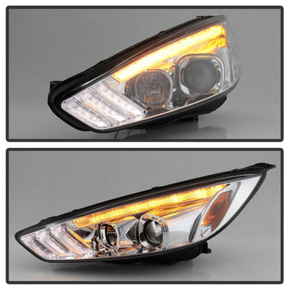 Spyder 15-18 Ford Focus Projector Headlights - Seq Turn Light Bar - Chrome PRO-YD-FF15-LBSEQ-C SPYDER