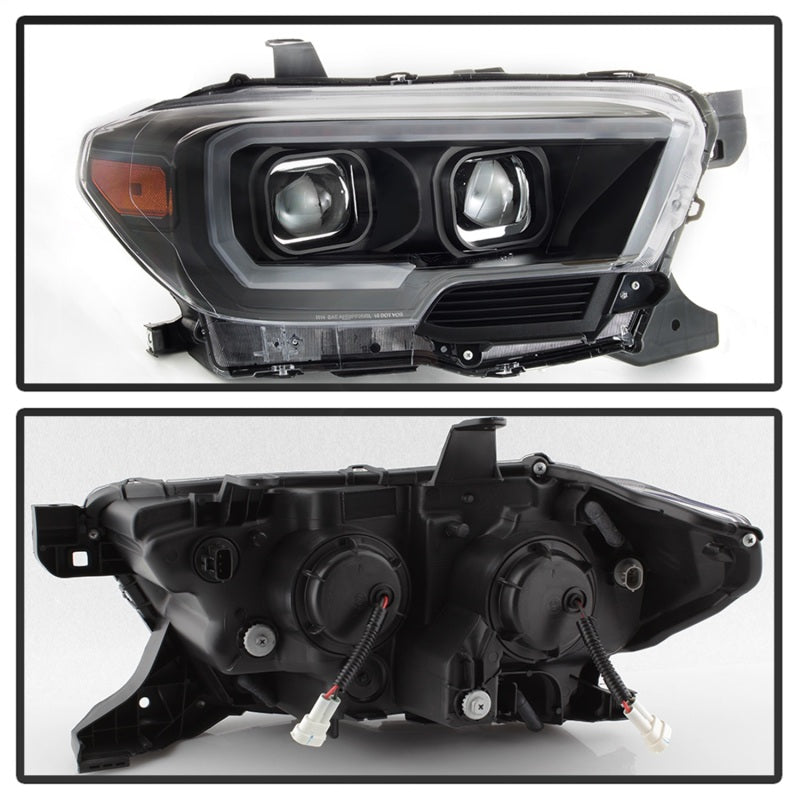 xTune 16-18 Toyota Tacoma SR/SR5 DRL Proj Headlights w/Turn Signal - Blk (PRO-JH-TTA16-SR-BK) SPYDER