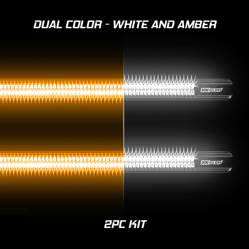 XK Glow Jeep & Truck Running Board Light w/ Turn Signal 2x48in White + Amber XKGLOW