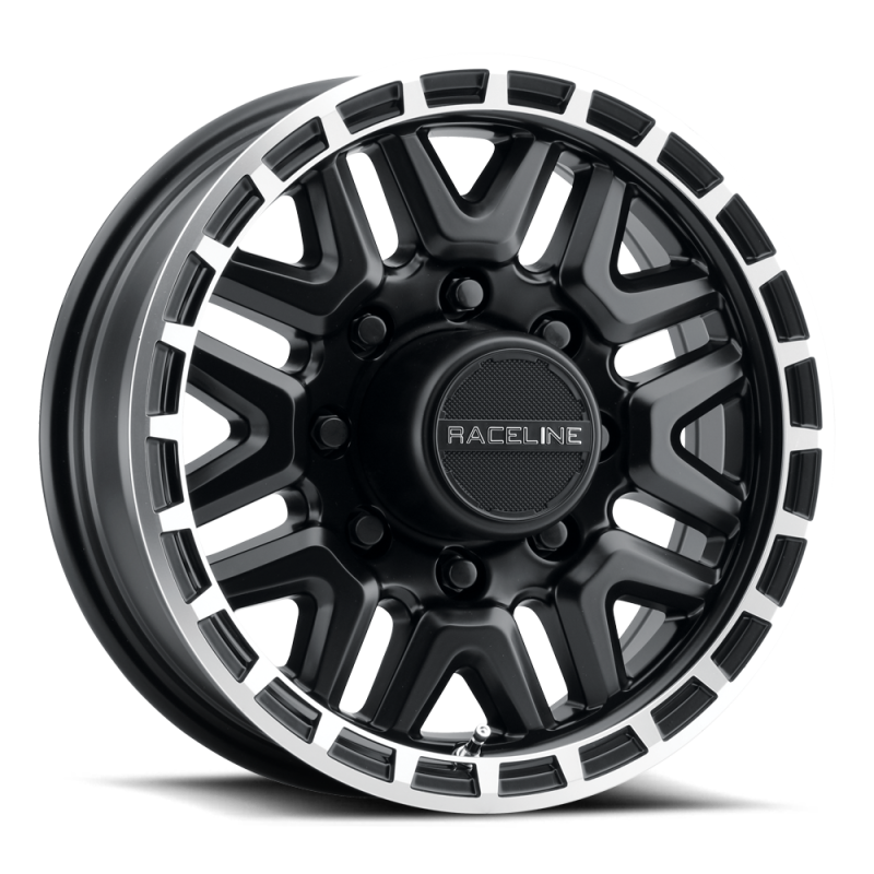 Raceline 953BM Krank 16x6in / 6x139.7 BP / 0mm Offset / 4.25mm Bore - Black & Machined Wheel