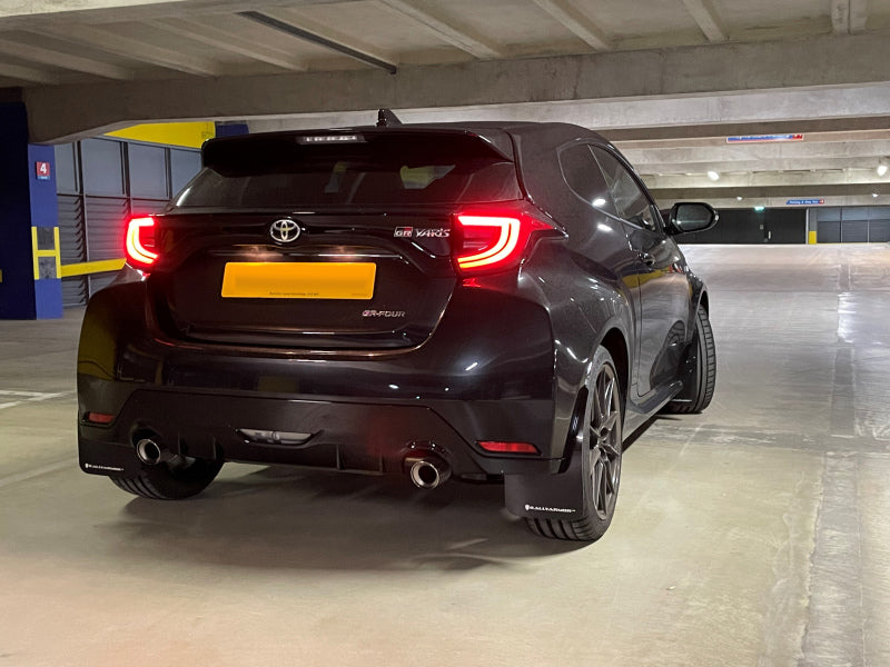 Rally Armor 20-22 Toyota GR Yaris Hatchback Black Mud Flap w/ White Logo Rally Armor