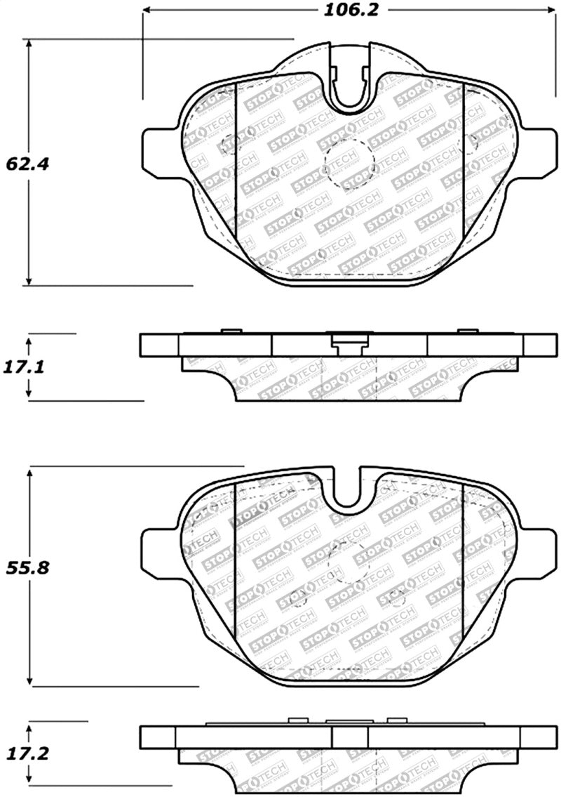 StopTech 11-17 BMW 5-Series / X3 Sport Performance Rear Brake Pads Stoptech