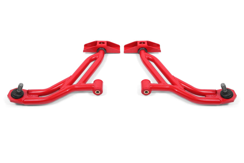 BMR 10-14 Ford Mustang / Shelby GT500 Non-Adj. Lower A-Arms (Poly/Delrin) - Red AA754