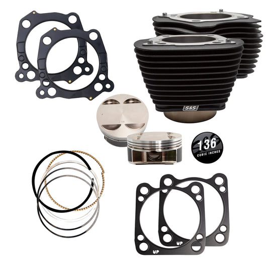 S&S Cycle 2017+ M8 Models 4.320in Bore 4.625in Stroke Cylinder Kit - Wrinkle Black w/o Highlight - 910-0849A