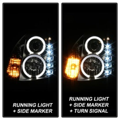 Spyder Infiniti G35 03-07 2DR Projector Halogen - LED Halo DRL Blk High H4 PRO-YD-IG35032D-DRL-BK SPYDER