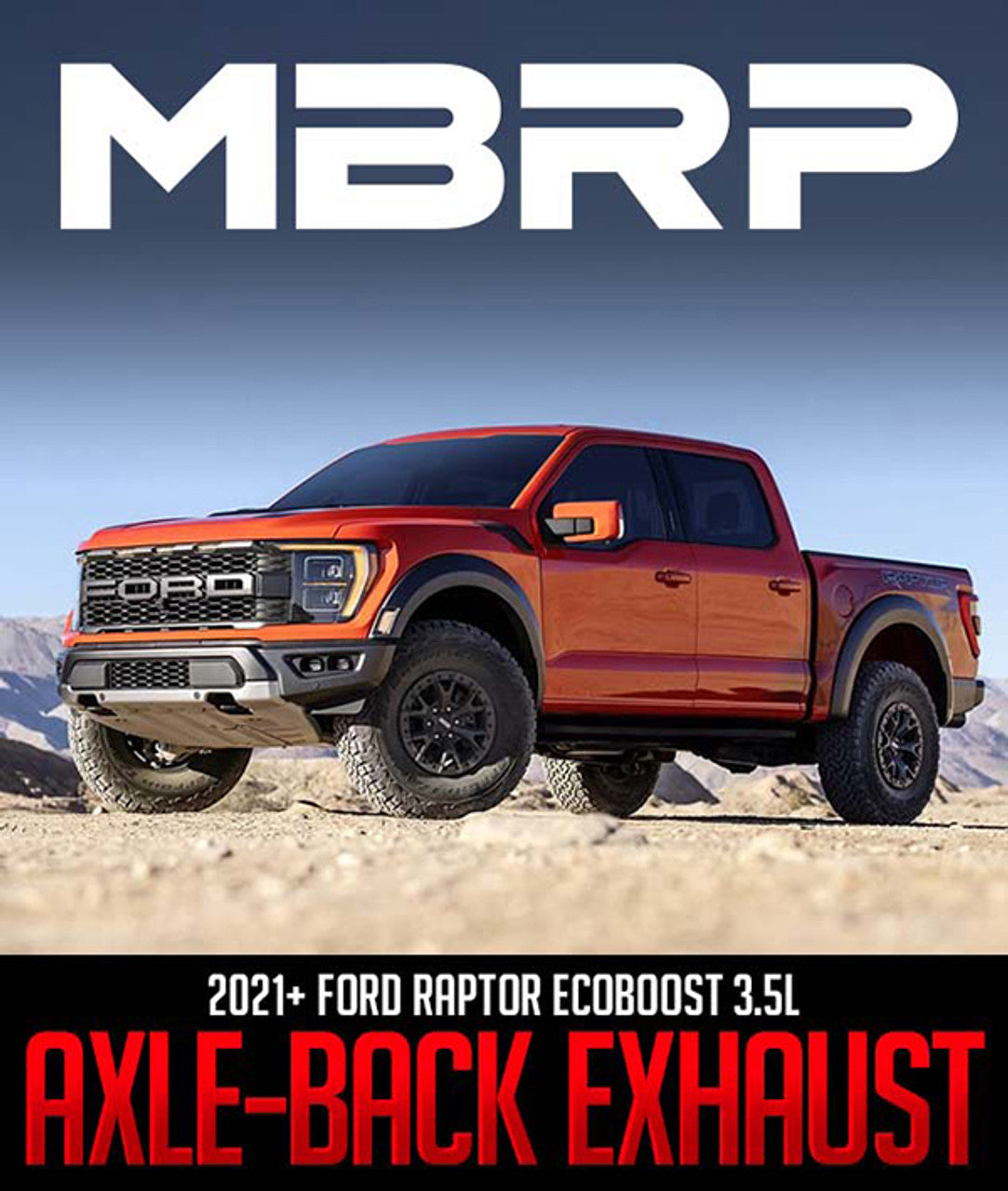 MBRP 3" Axle-Back, Dual Rear Exit, 2021-2023 Ford F-150 Raptor, 3.5L EcoBoost HO T304 Stainless Steel, Carbon Fiber Tips MBRP