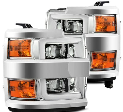 AlphaRex 880099 15-19 Chevy Silverado 2500/3500 LUXX-Series Proj. Headlights Chrome w/Actv SeqSig & DRL