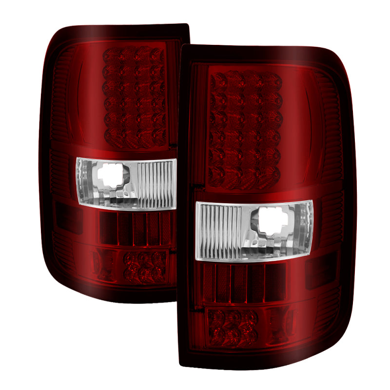Xtune Ford F150 Styleside 04-08 LED Tail Lights Red Clear ALT-ON-FF15004-LED-RC SPYDER