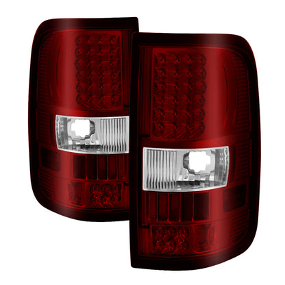 Xtune Ford F150 Styleside 04-08 LED Tail Lights Red Clear ALT-ON-FF15004-LED-RC SPYDER