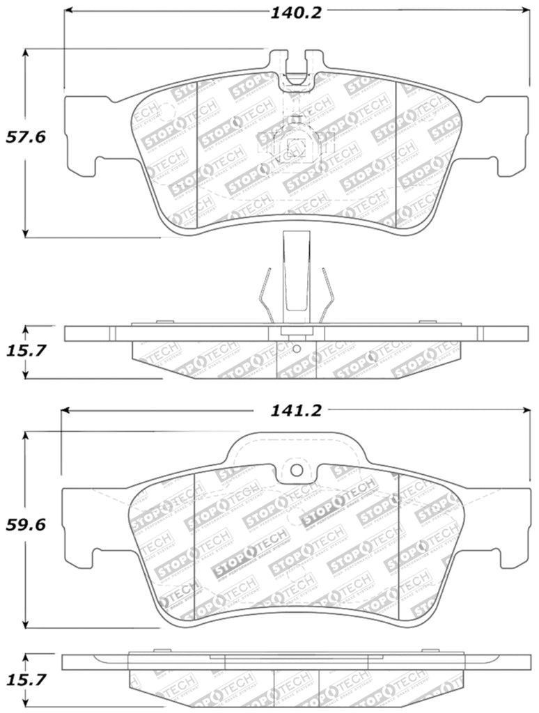 StopTech Premium Ceramic Rear Brake Pads - 308.09860