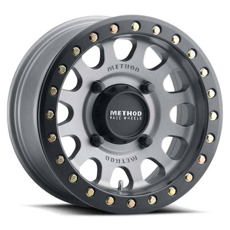 Method MR401 UTV Beadlock 15x6 5+1/+53mm Offset 4x156 132mm CB Titanium w/MB Ring w/BH-H24100 Wheel