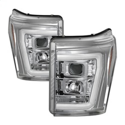 Spyder 11-16 Ford F-250/F-350 V2 Projector Headlights - Light Bar DRL - Chrome PRO-YD-FS11V2-LB-C SPYDER