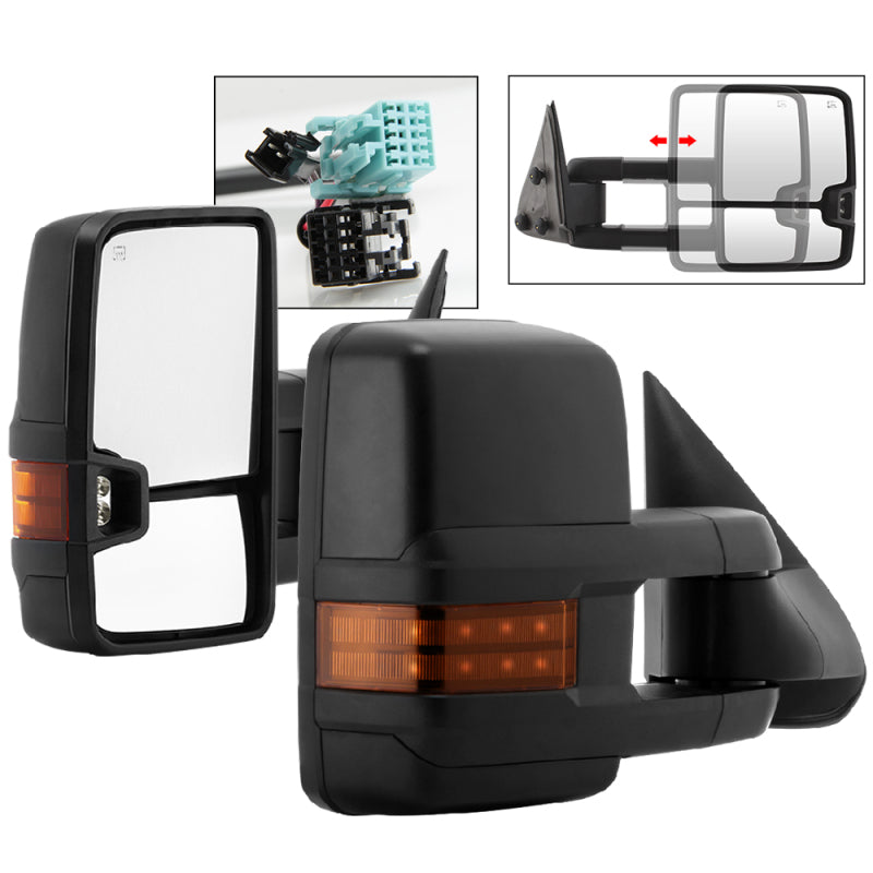 xTune Chevy Silverado 03-06 G2 Heated Amber LED Signal Telescoping Mirrors MIR-CS03S-G2-PWH-AM-SET SPYDER