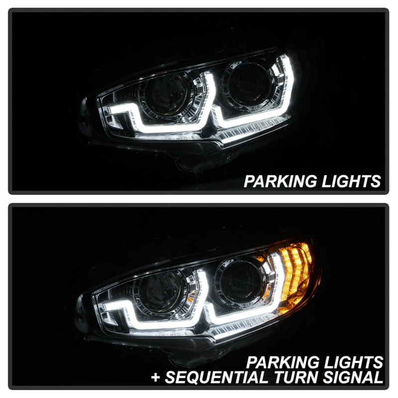 Spyder 16-18 Honda Civic 4Dr w/LED Seq Turn Sig Lights Proj Headlight - Chrome - PRO-YD-HC16-SEQ-C SPYDER