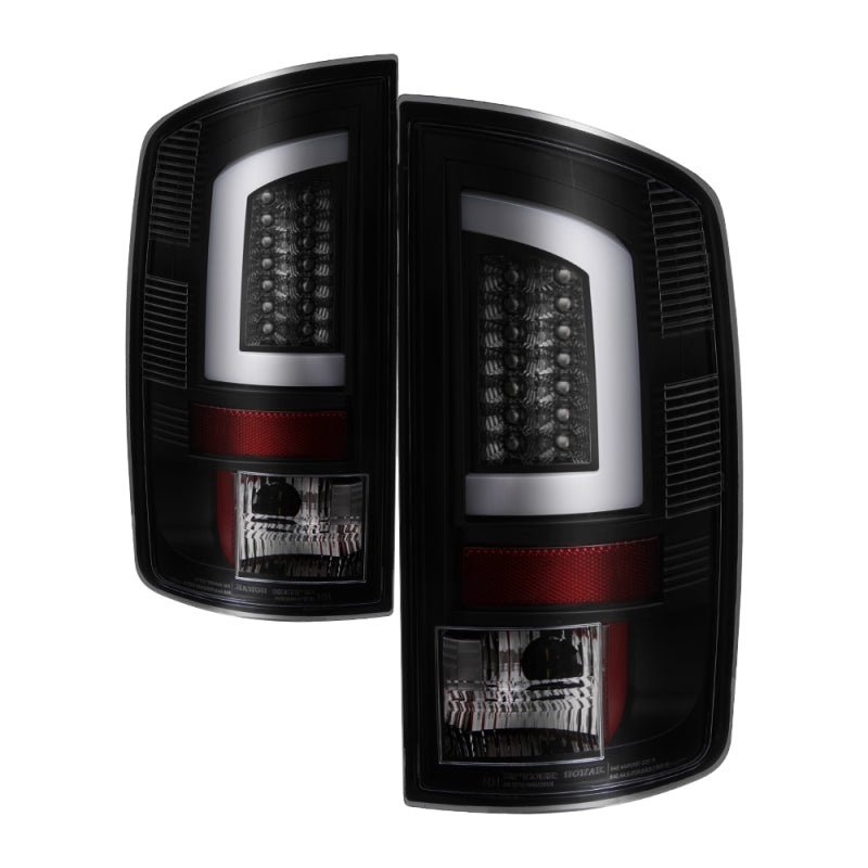 Spyder 07-09 Dodge Ram 2500/3500 V3 Light Bar LED Tail Lights - Blk Smoke ALT-YD-DRAM06V3-LBLED-BSM SPYDER