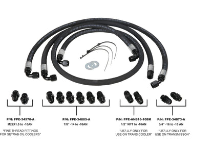 Fleece Allison transmission cooler line kit for 2001-2005 Chevy Silverado and GMC Sierra 2500 and 3500 LB7 and LLY Duramax trucks