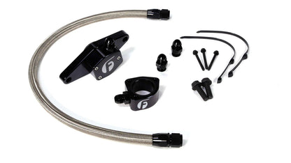 Fleece coolant bypass kit with stainless steel braided line for 1998.5-2002 Dodge Ram 2500 and 3500 5.9L VP Cummins trucks