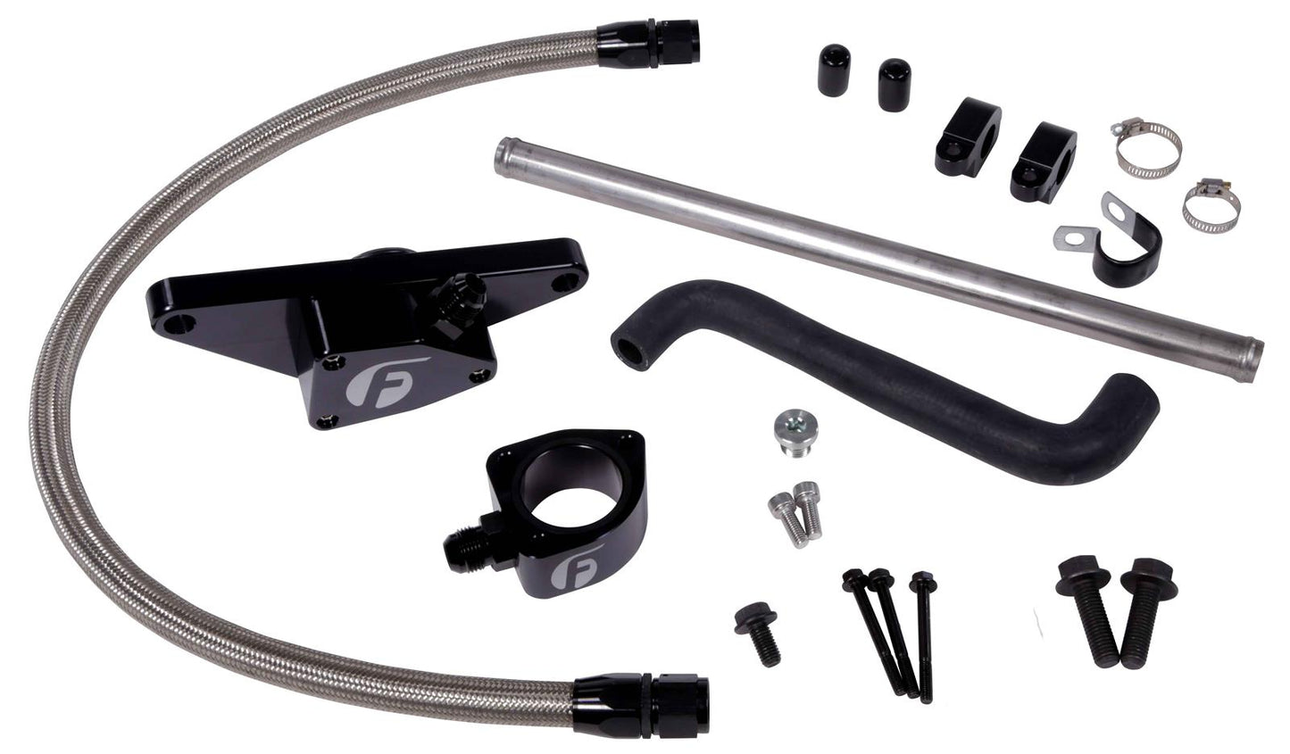 Fleece coolant bypass kit with stainless steel braided line for 2003-2005 Dodge Ram 2500 and 3500 5.9L Cummins automatic trucks