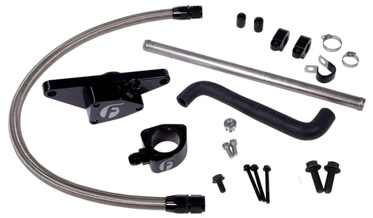 Fleece coolant bypass kit with stainless steel braided line for 2003-2005 Dodge Ram 2500 and 3500 5.9L Cummins automatic trucks