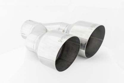 MBRP T304 Stainless Steel Tip; 2.5" ID, Dual 4" OD Out, 9.55" length, Single wall, Driver's Side MBRP