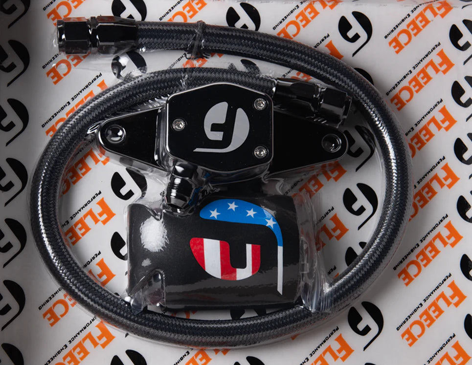 Fleece coolant bypass kit with stainless steel braided line for 1994-1998 Dodge Ram 2500 and 3500 5.9L 12-valve Cummins trucks