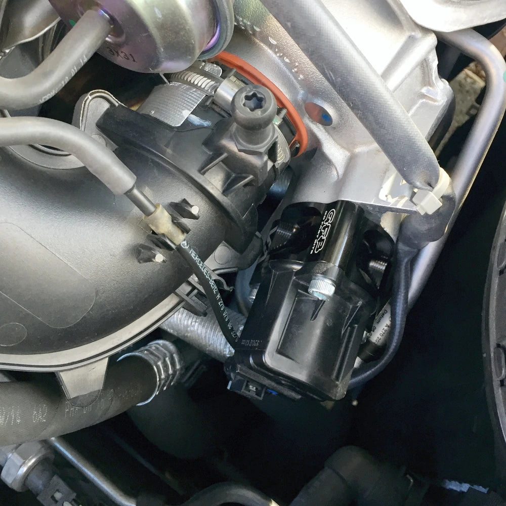 GFB T9458 VTA blow off valve for Mercedes turbo factory diverter valve installed