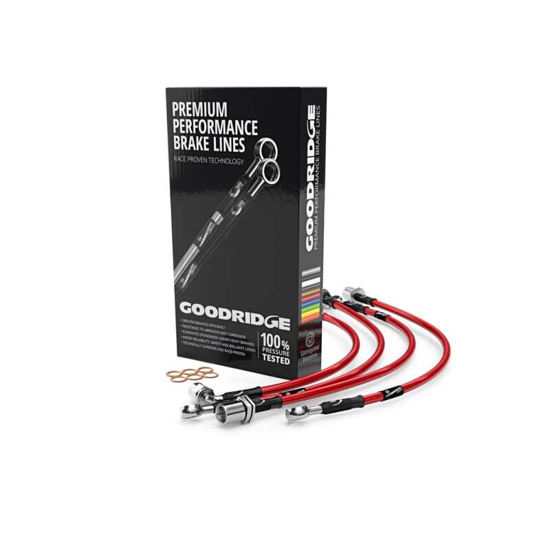 Goodridge 30014-RD red stainless steel brake line kit for 2005-2011 Audi A6