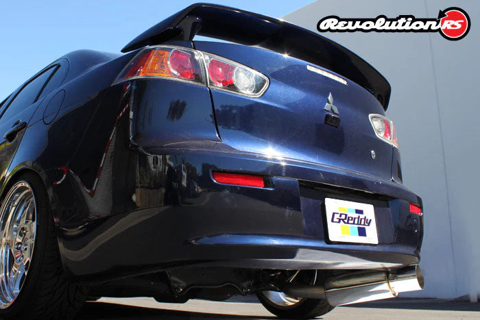 GReddy Revolution RS cat back exhaust Mitsubishi Lancer GT 2012-2014 63.5mm piping 105mm tip 10138101