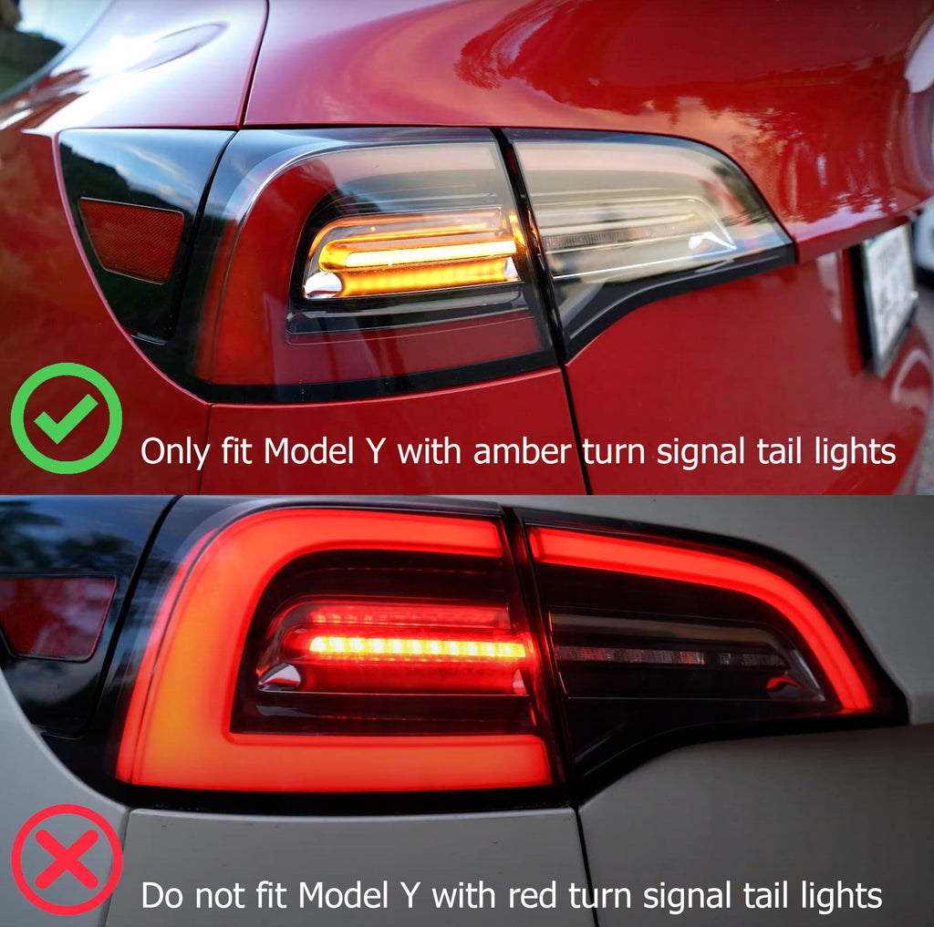 AlphaRex 20-22 Tesla Model Y (With Stock Amber Turn Signal) PRO-Series LED Tail Lights Jet Black - 601030