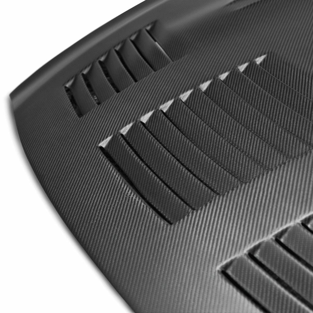 Angled Top View of GTII-Style Dry Carbon Hood for 2009-2016 Nissan GT-R