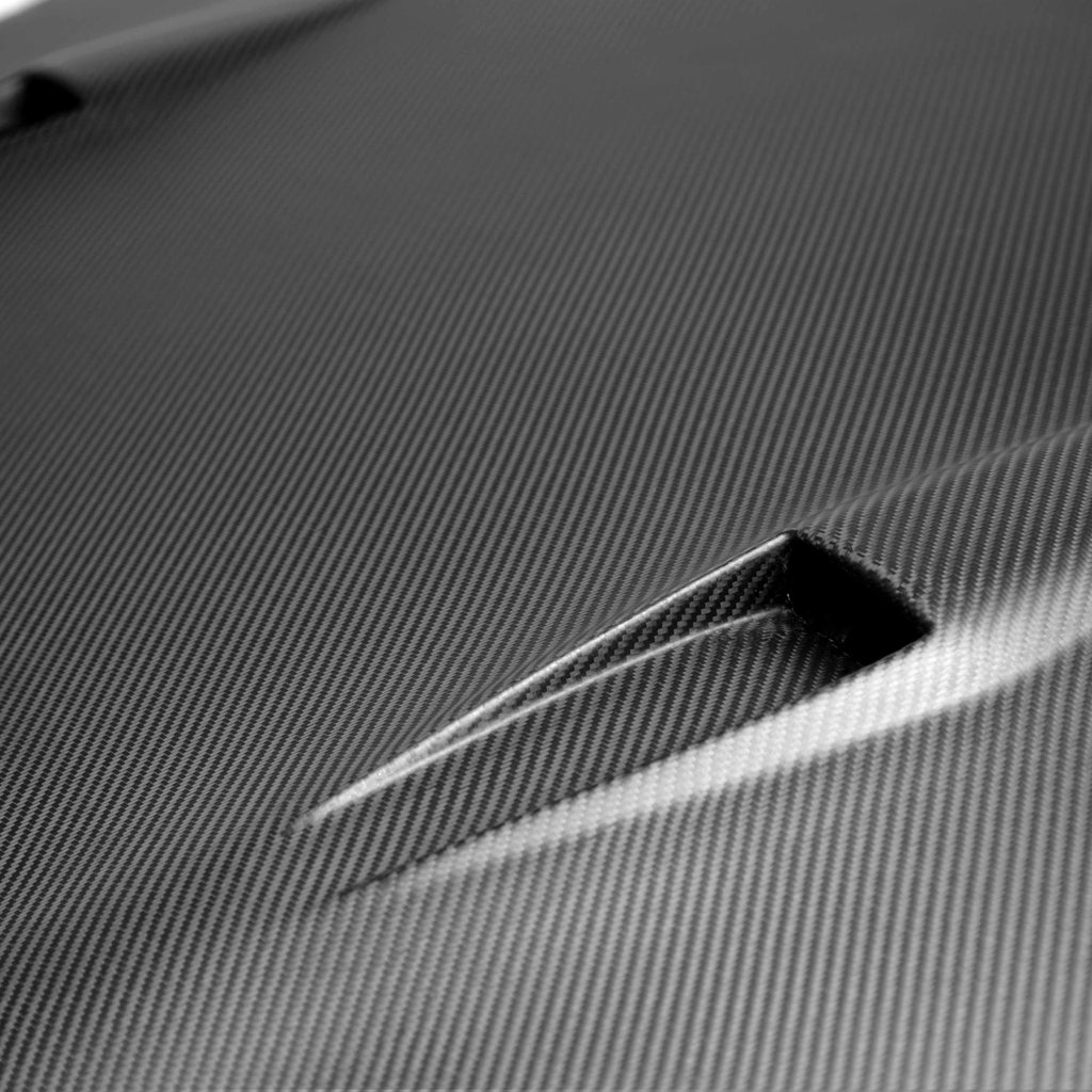 Close-Up of Dry Carbon Weave on GTII-Style Hood for Nissan GT-R