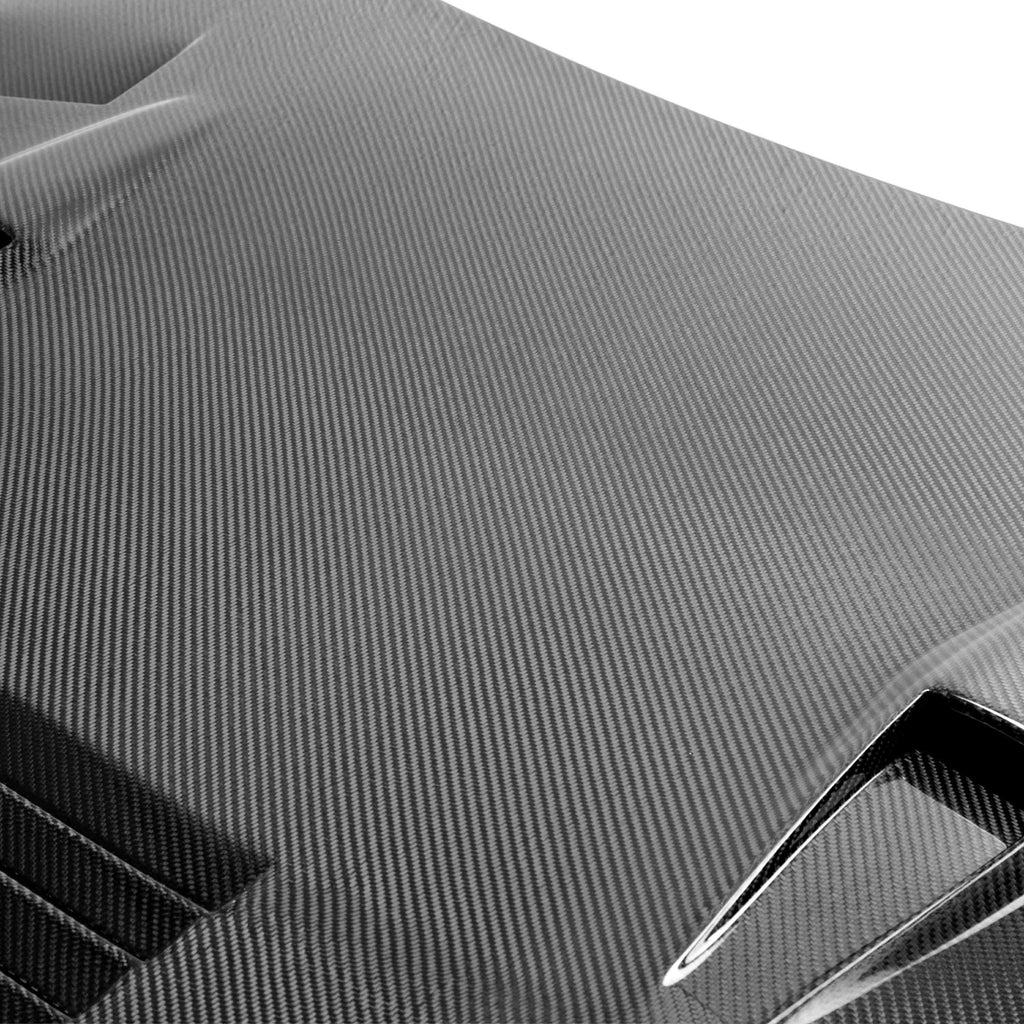 Close-Up of Carbon Fiber Weave on GTII-Style Hood for Nissan GT-R