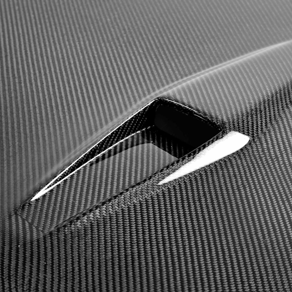 Close-Up of Carbon Fiber Weave on GTII-Style Hood for Nissan GT-R