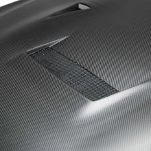 Load image into Gallery viewer, Close-up of the Seibon VSII-Style Dry Carbon Hood&#39;s vents, highlighting its dry carbon fiber texture and high-quality finish.