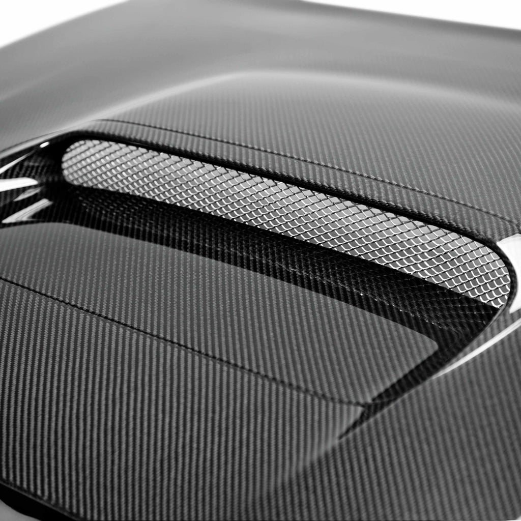 OEM-Style Carbon Fiber Hood for 2015-2021 Subaru WRX/STi with factory-inspired design and glossy finish.