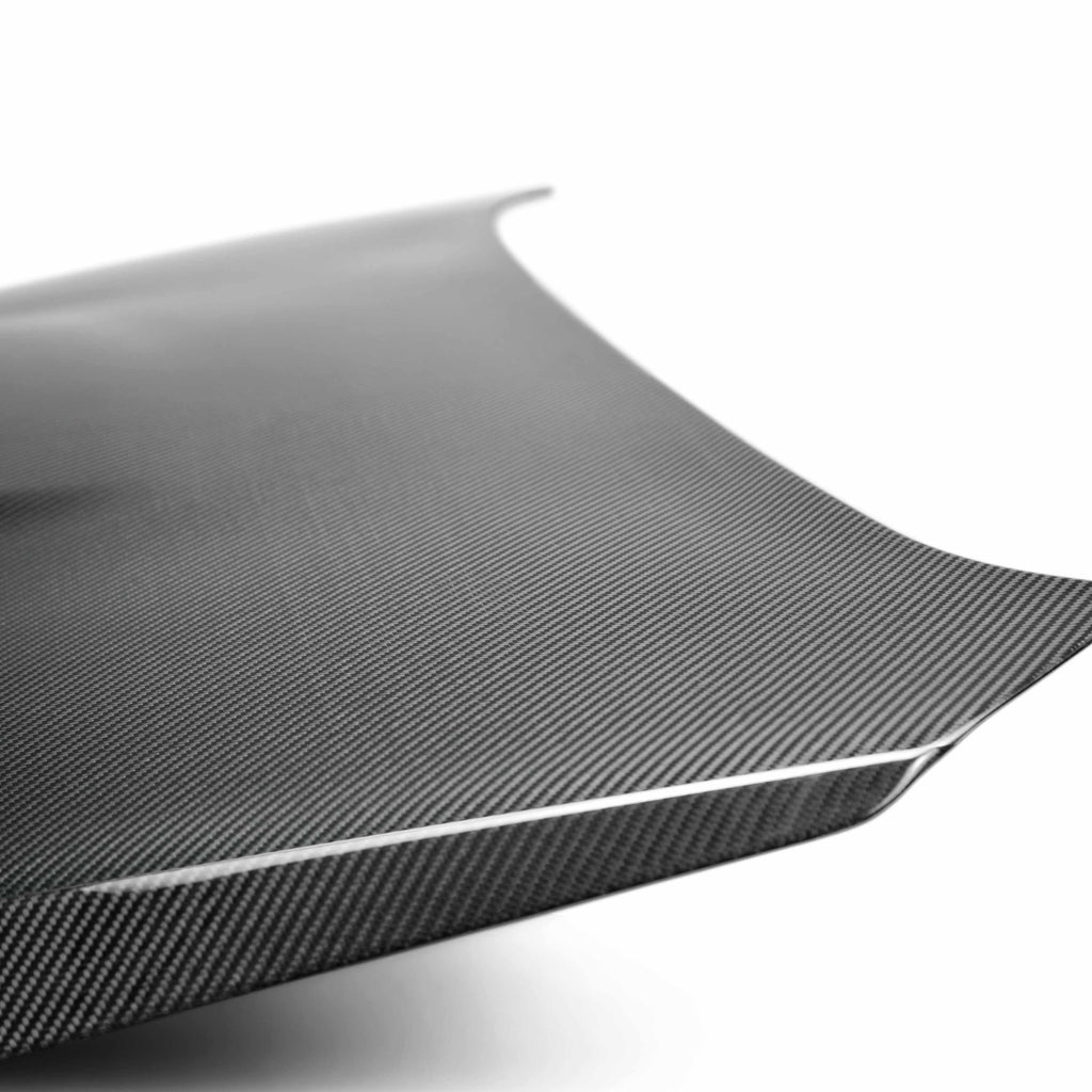 OEM-Style Carbon Fiber Hood for 2015-2021 Subaru WRX/STi with factory-inspired design and glossy finish.