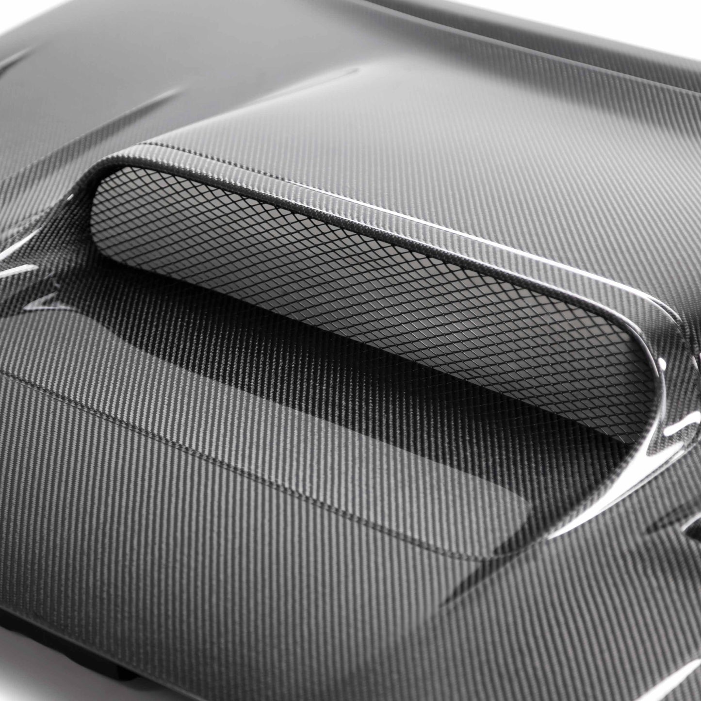 VS-Style Carbon Fiber Hood for 2015-2021 Subaru WRX/STi with aggressive vents and glossy finish.