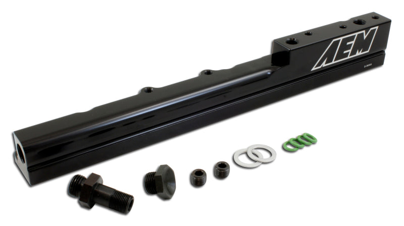 AEM High Volume Fuel Rail 25-103BK with black anodized finish