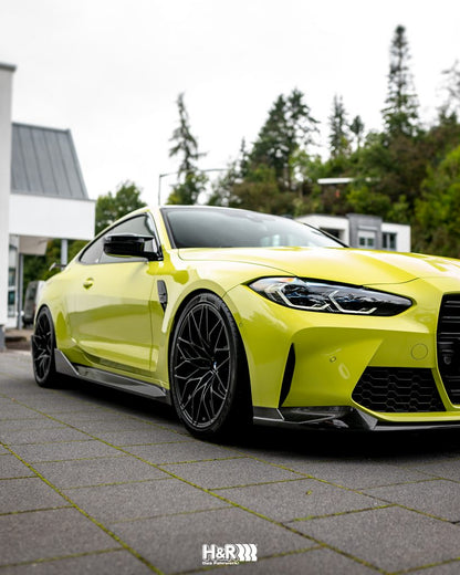 H&R 23026-2 VTF adjustable lowering springs installed showing lowered 2022-2026 BMW M3 and M4 Competition xDrive models