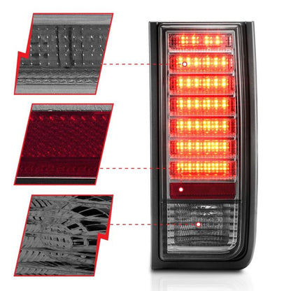 ANZO HUMMER H2 SUV 03-09 LED TAIL LIGHTS CHROME SMOKE LENS - 321246