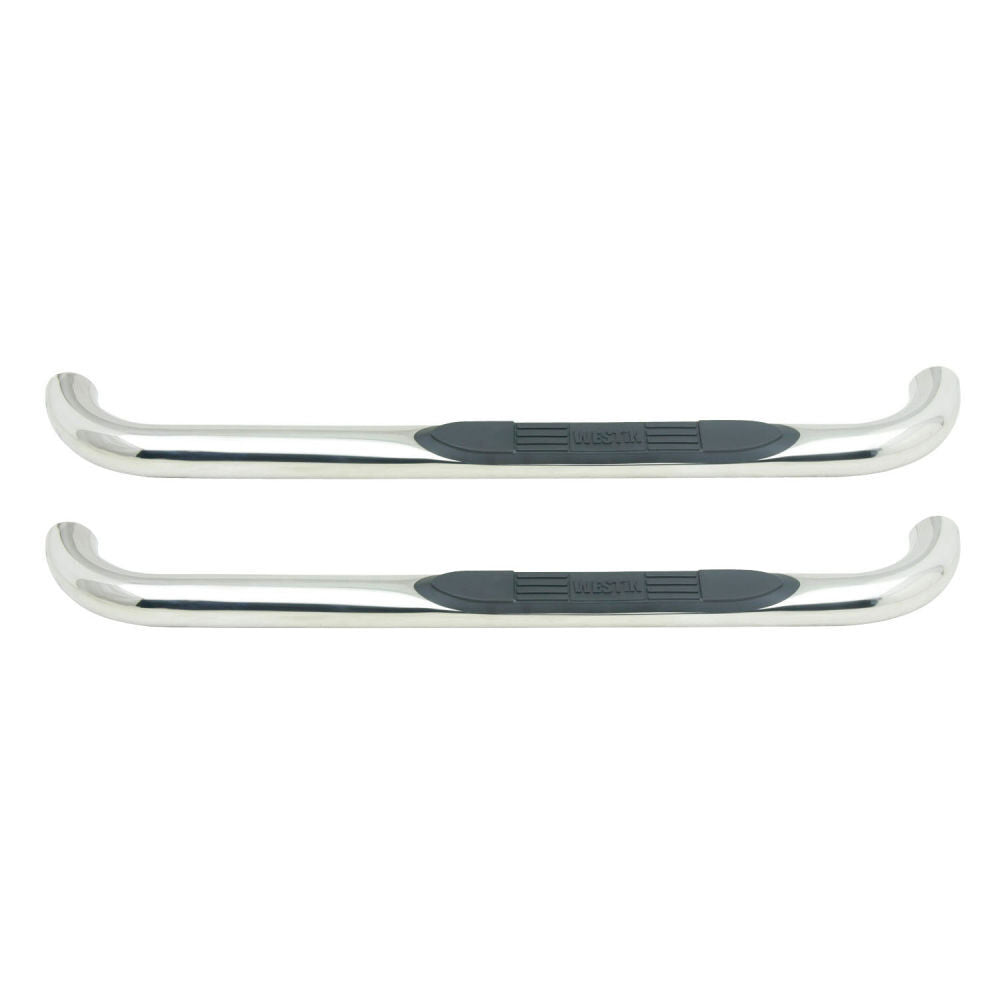 Westin E-Series 3 Round Nerf Bars Single Step Pad Polished Stainless Steel - 23-0500 PAIR