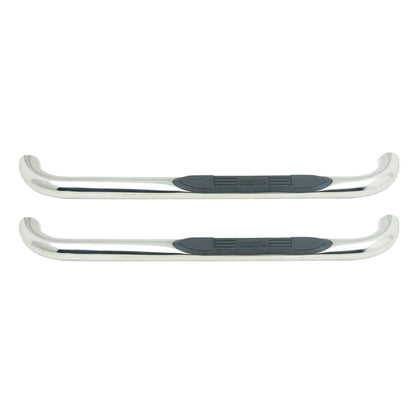 Westin E-Series 3 Round Nerf Bars Single Step Pad Polished Stainless Steel - 23-0500 PAIR
