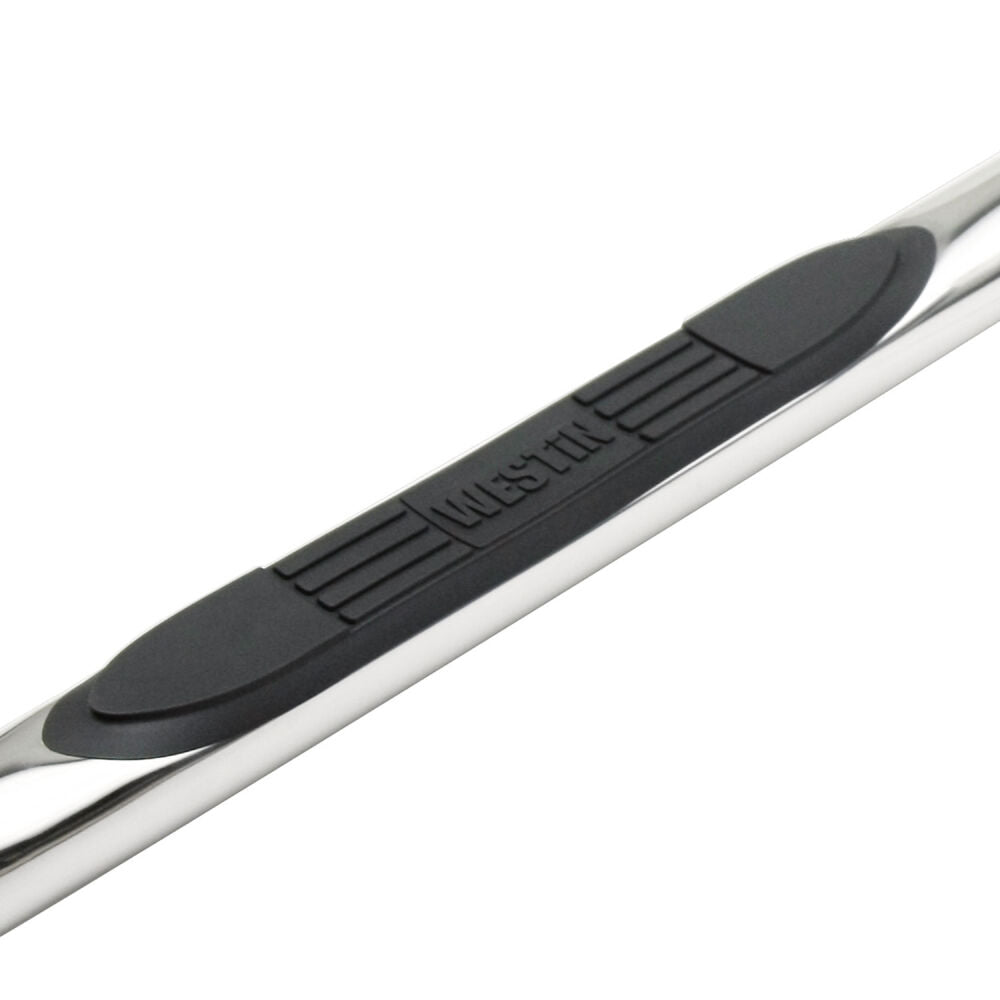 Westin E-Series 3 Round Nerf Bars Single Step Pad Polished Stainless Steel - 23-0500 PAIR