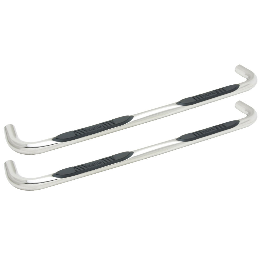 Westin E-Series 3 Round Nerf Bars Single Step Pad Polished Stainless Steel - 23-0530 Pair