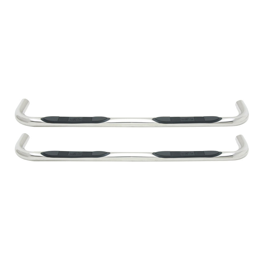 Westin E-Series 3 Round Nerf Bars Single Step Pad Polished Stainless Steel - 23-0530 Pair