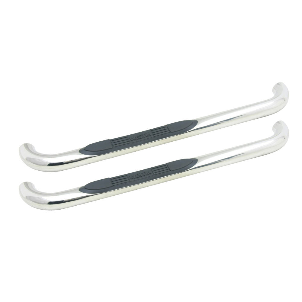 Westin E-Series 3 Round Nerf Bars Single Step Pad Polished Stainless Steel - 23-2320 - PAIR