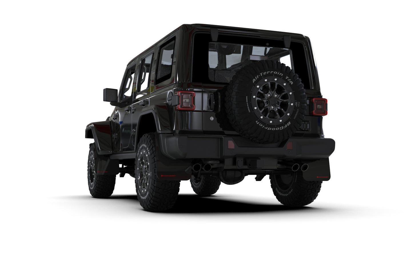 Rally Armor MF124-UR-BLK-RD Black UR Mud Flaps – Red Logo for 2018–2025 Jeep Wrangler JL Rubicon